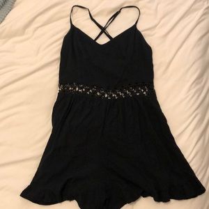 Black Floral Cut-Out Romper